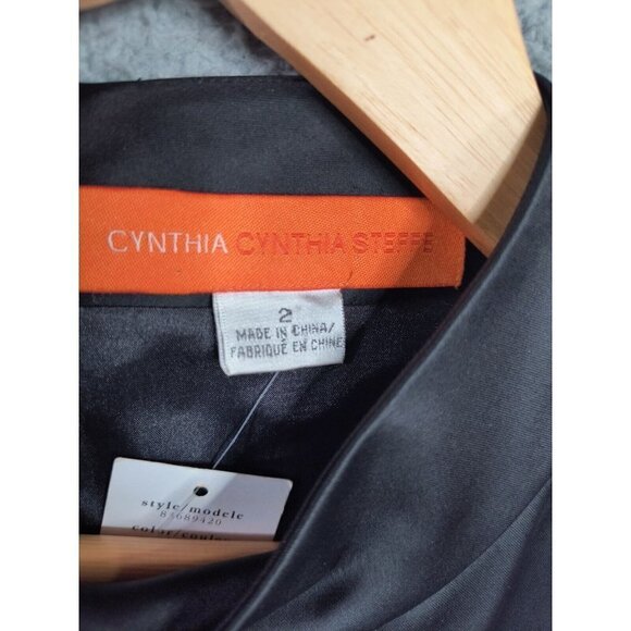 Cynthia Steffe Black Pleated Applique Sheath Dress 2 Shimmery Chic NEW $295 - Picture 7 of 10